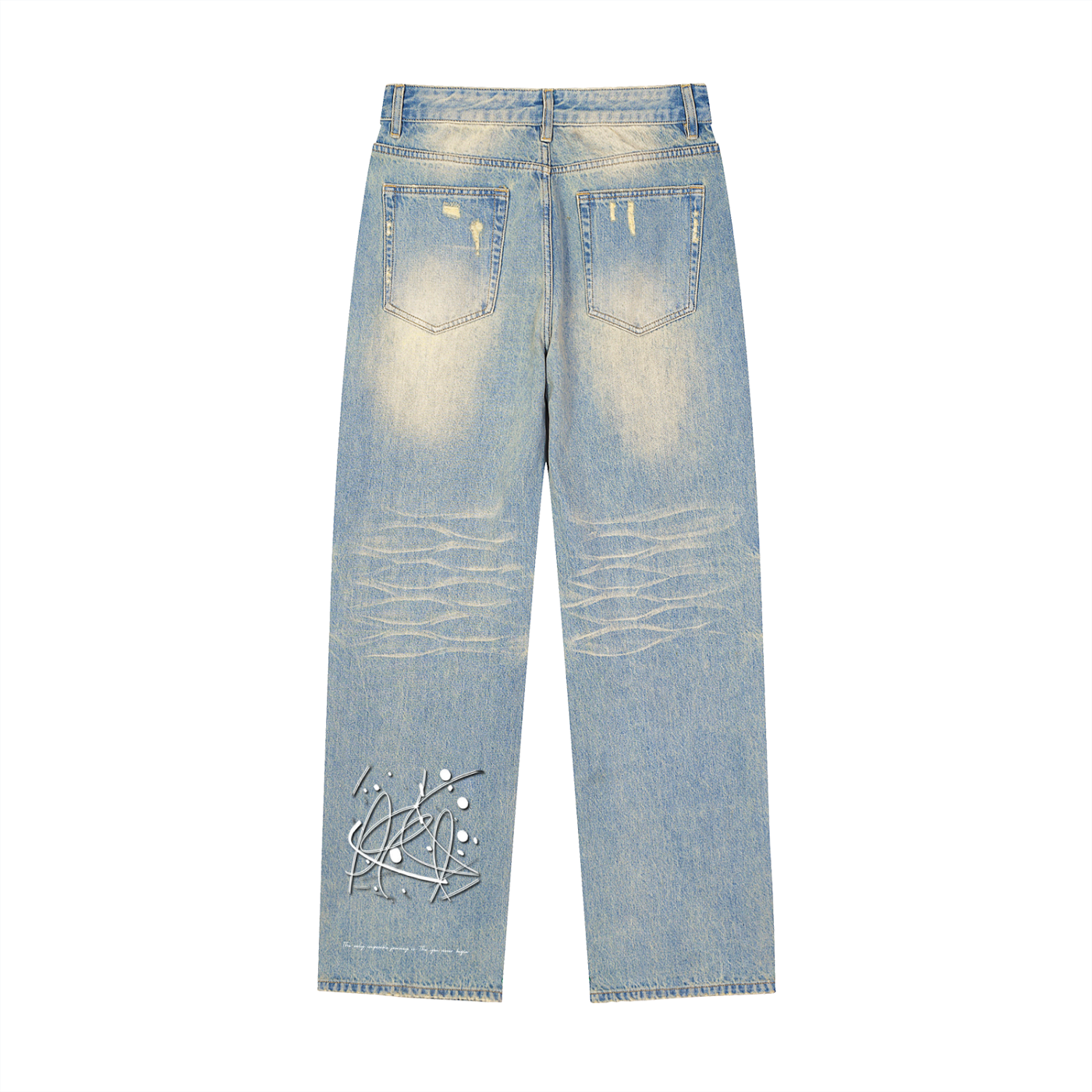 Sun Fade Raw Hem Denim Jeans 2